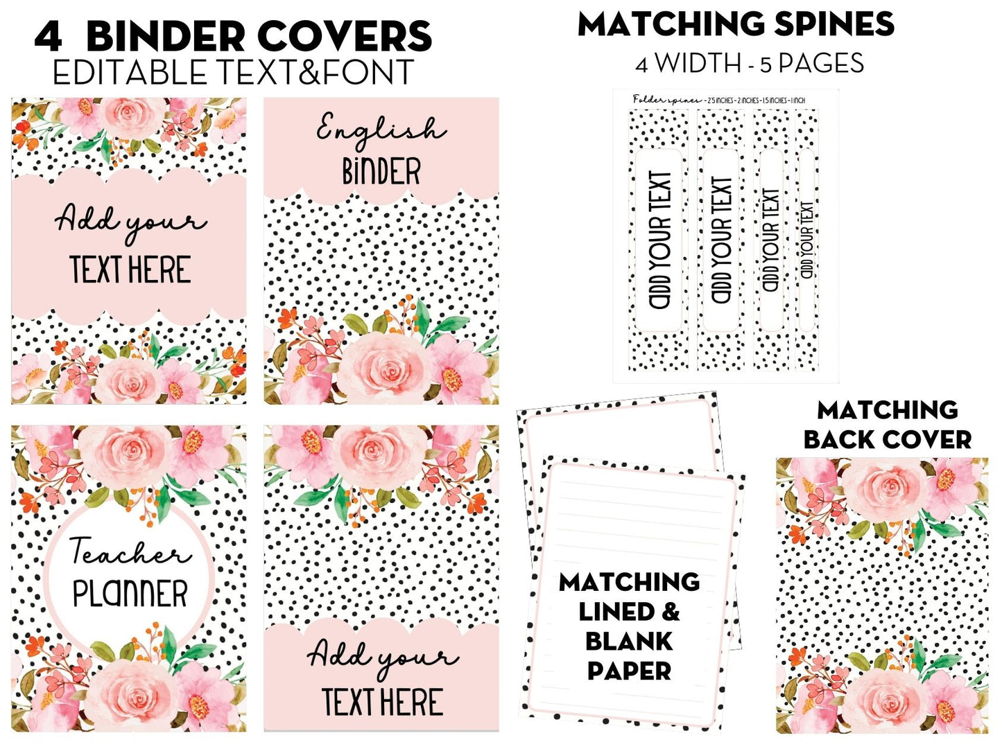 Editable Binder Covers & Spines - FLORAL