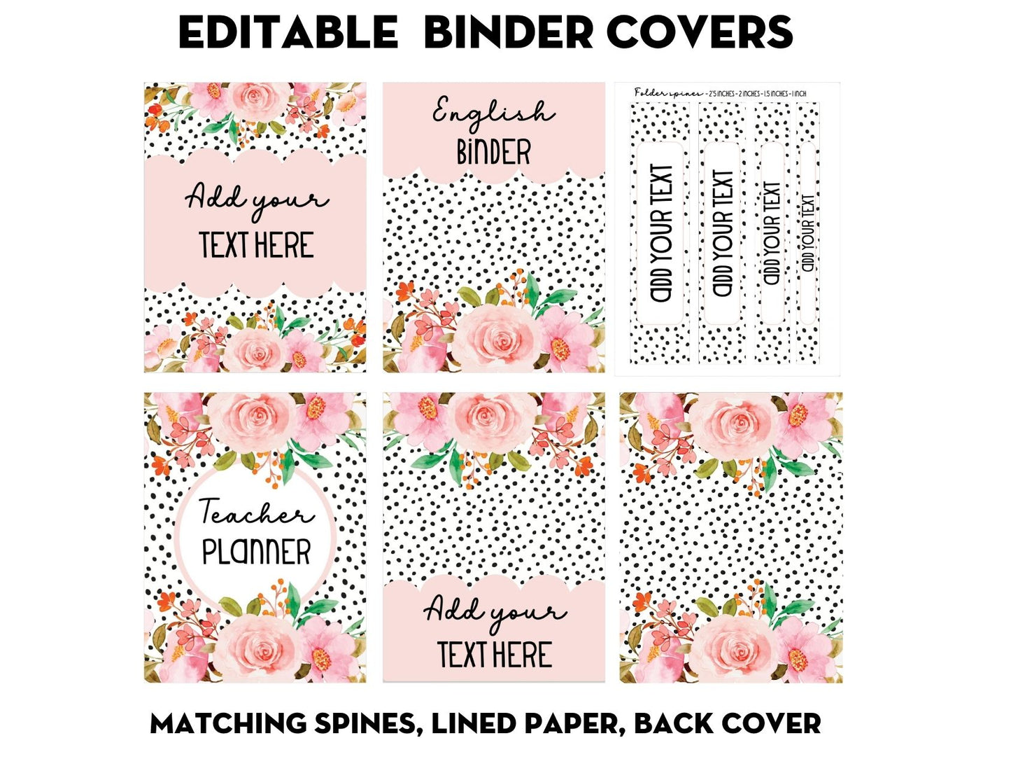 Editable Binder Covers & Spines - FLORAL