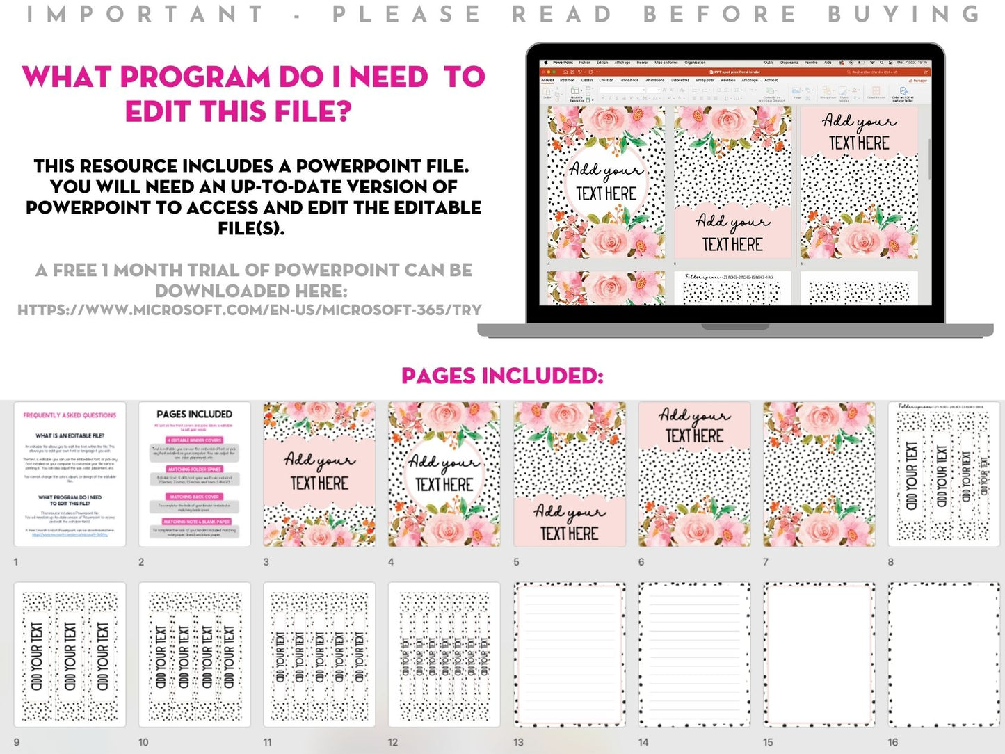 Editable Binder Covers & Spines - FLORAL