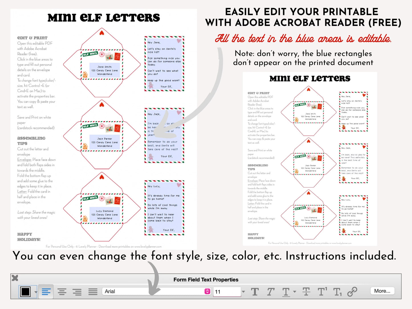 Editable Mini Elf Letters and Envelopes - Editable PDF