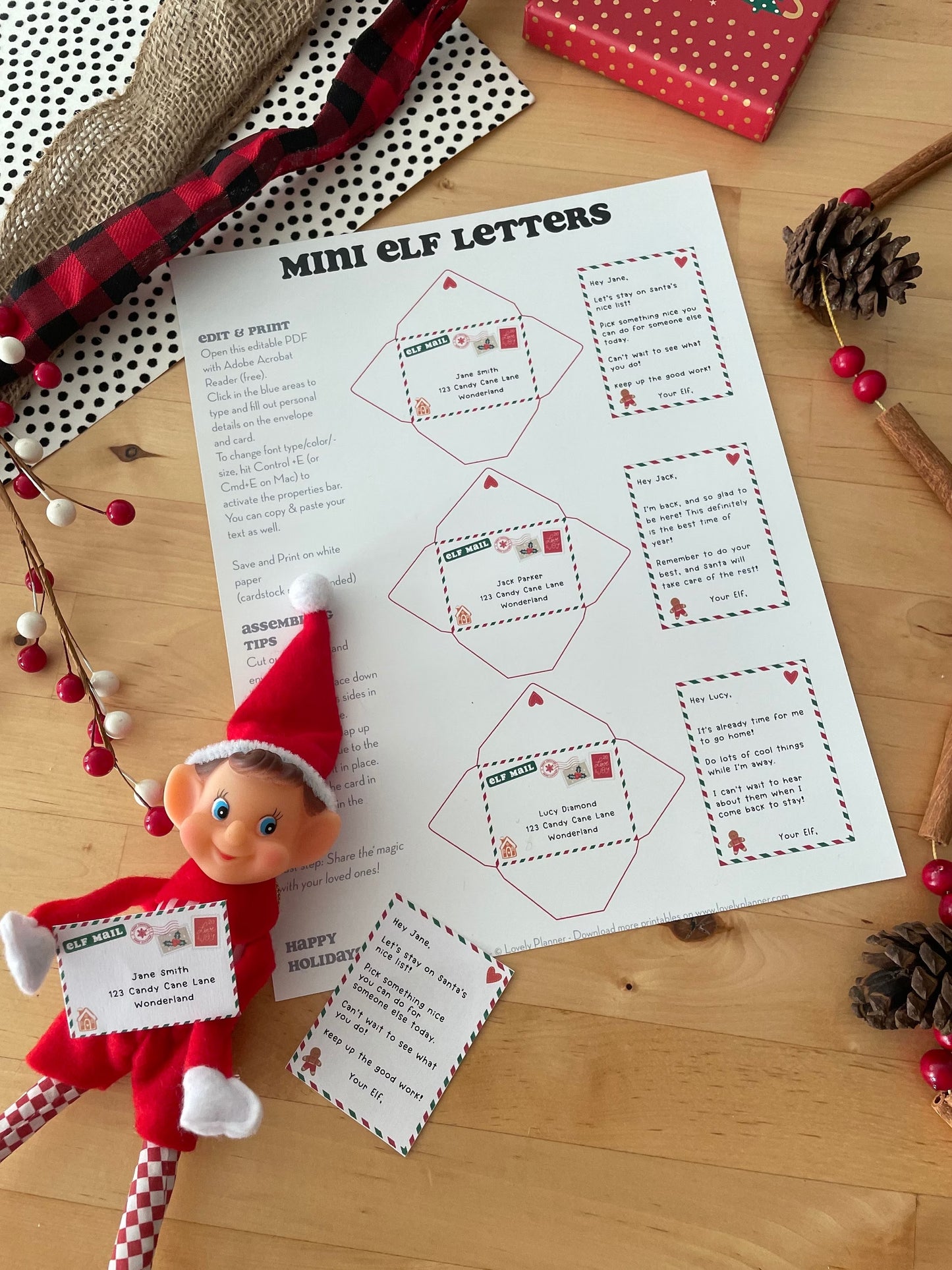 Editable Mini Elf Letters and Envelopes - Editable PDF