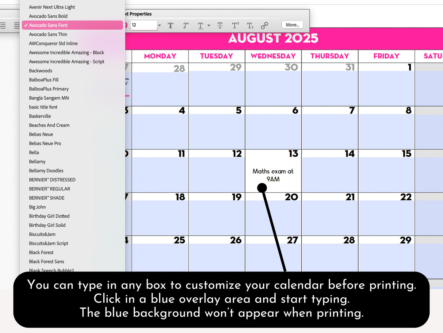 EDITABLE PDF - 2025-2026 Monthly School Calendar