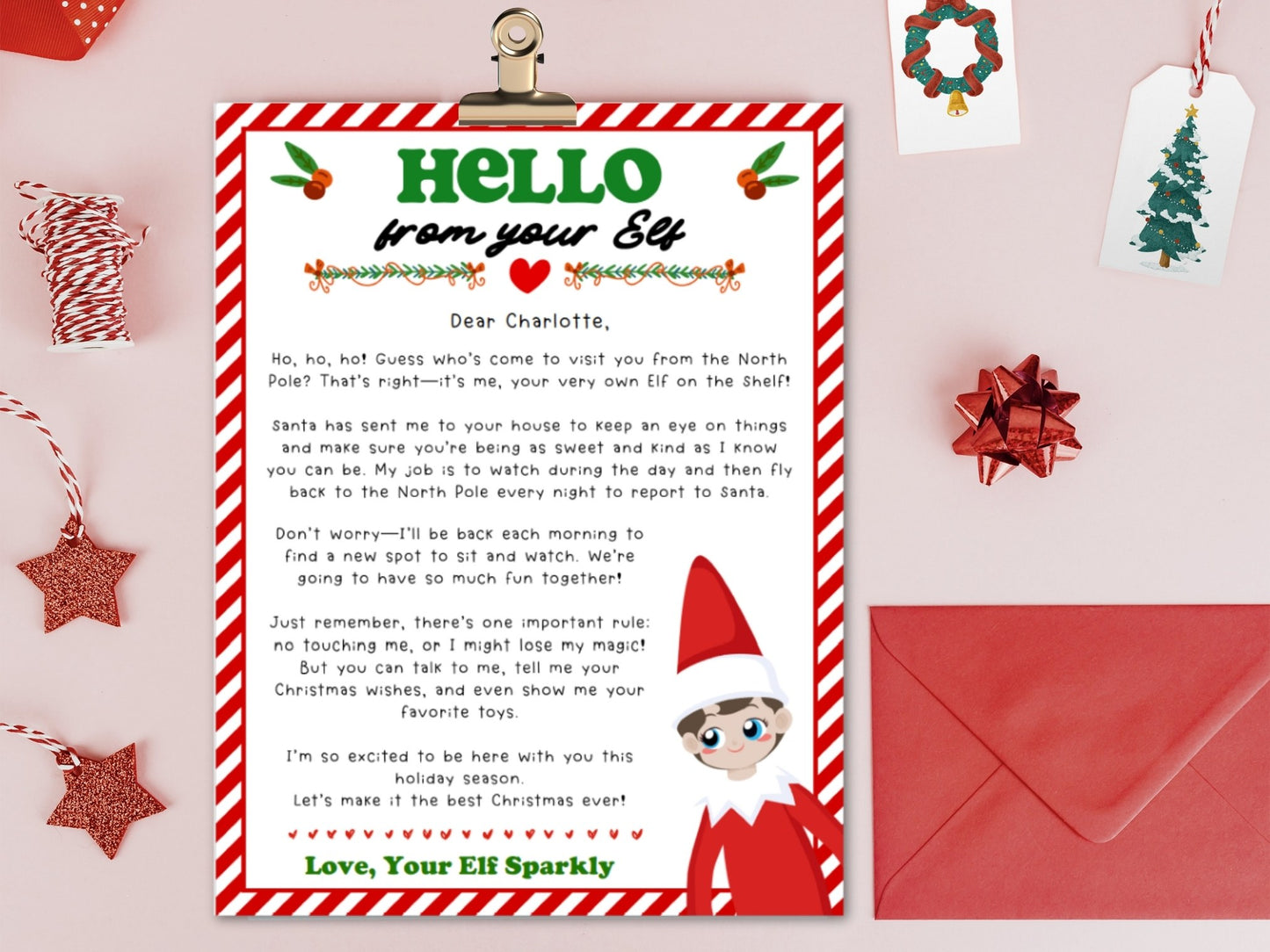 Set of 3 Editable Elf Letters