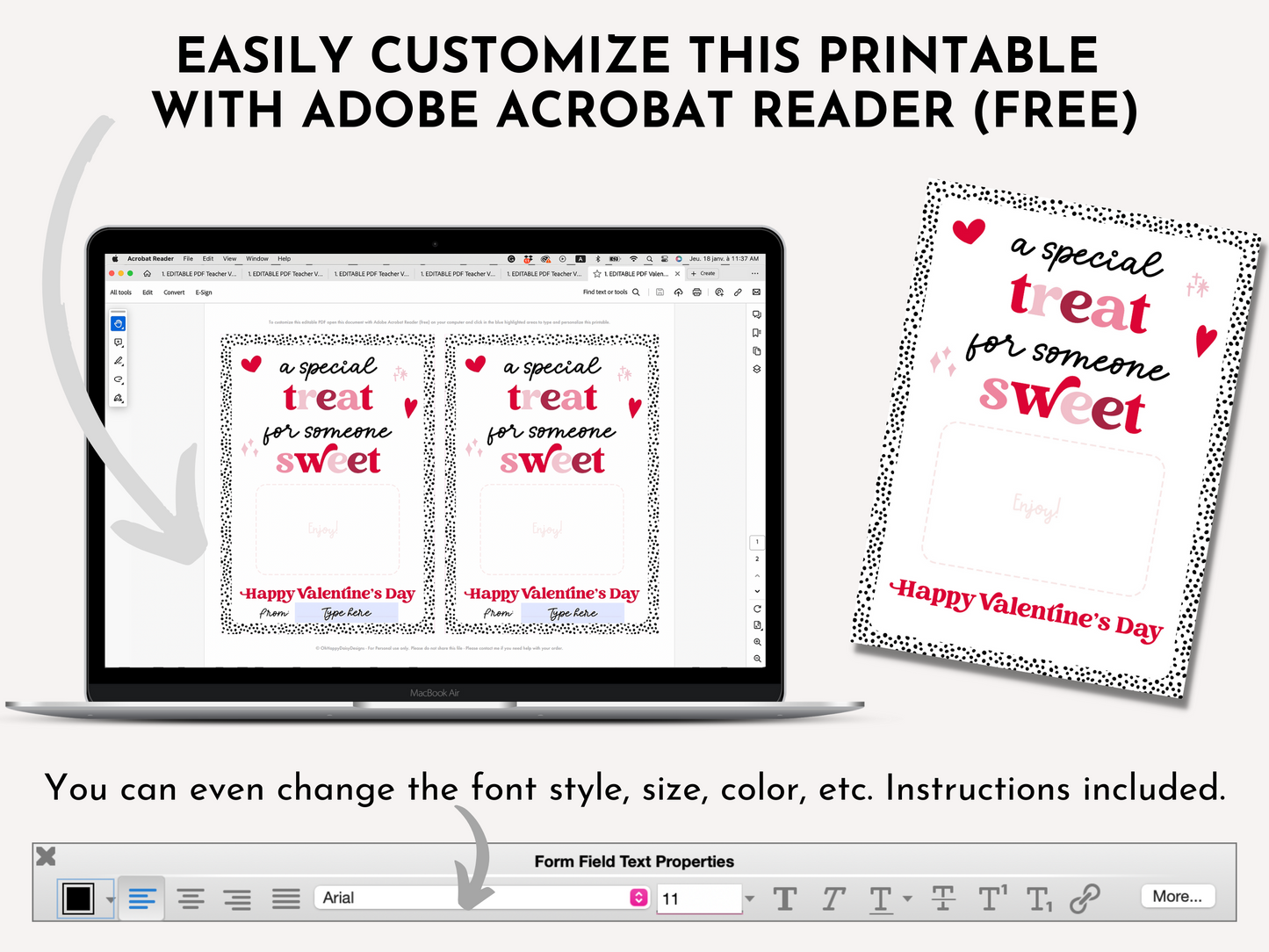 A special Treat For Someone Sweet Valentine Gift Card Holder - Dots - Editable PDF