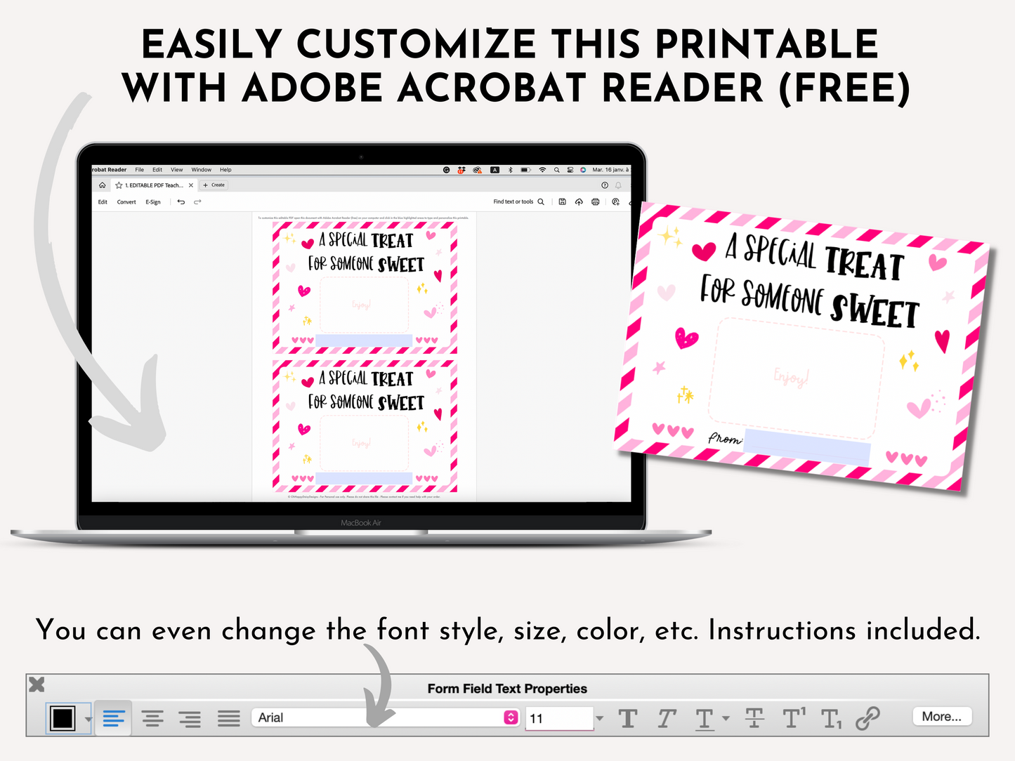 A special Treat For Someone Sweet Valentine Gift Card Holder - Editable PDF