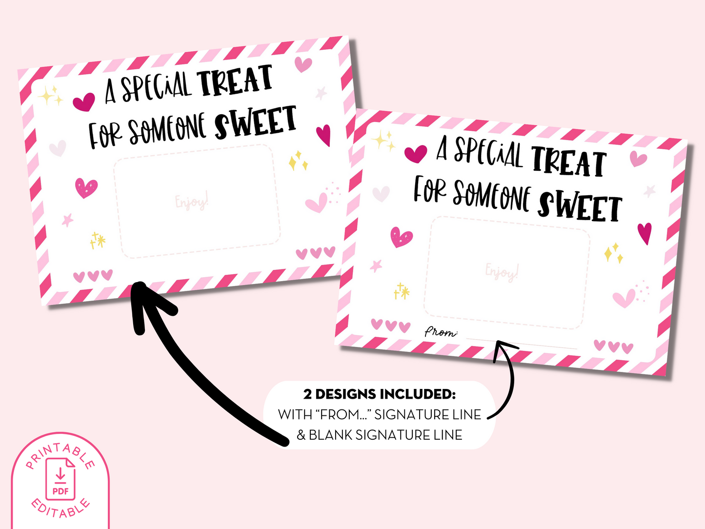 A special Treat For Someone Sweet Valentine Gift Card Holder - Editable PDF