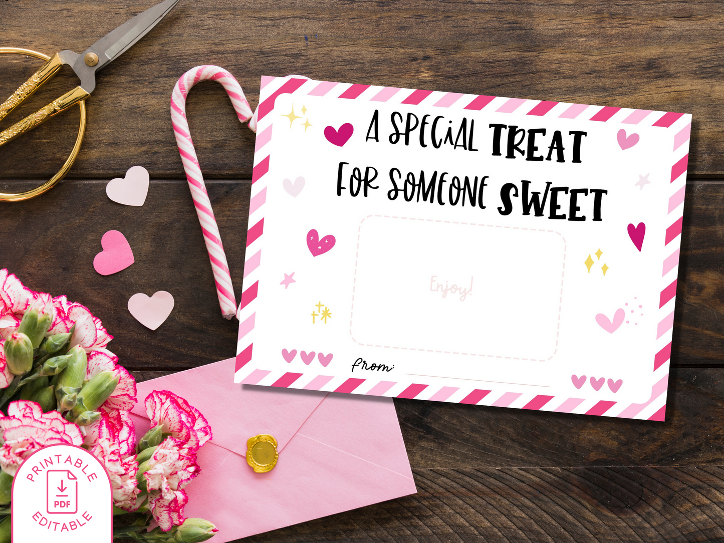 A special Treat For Someone Sweet Valentine Gift Card Holder - Editable PDF