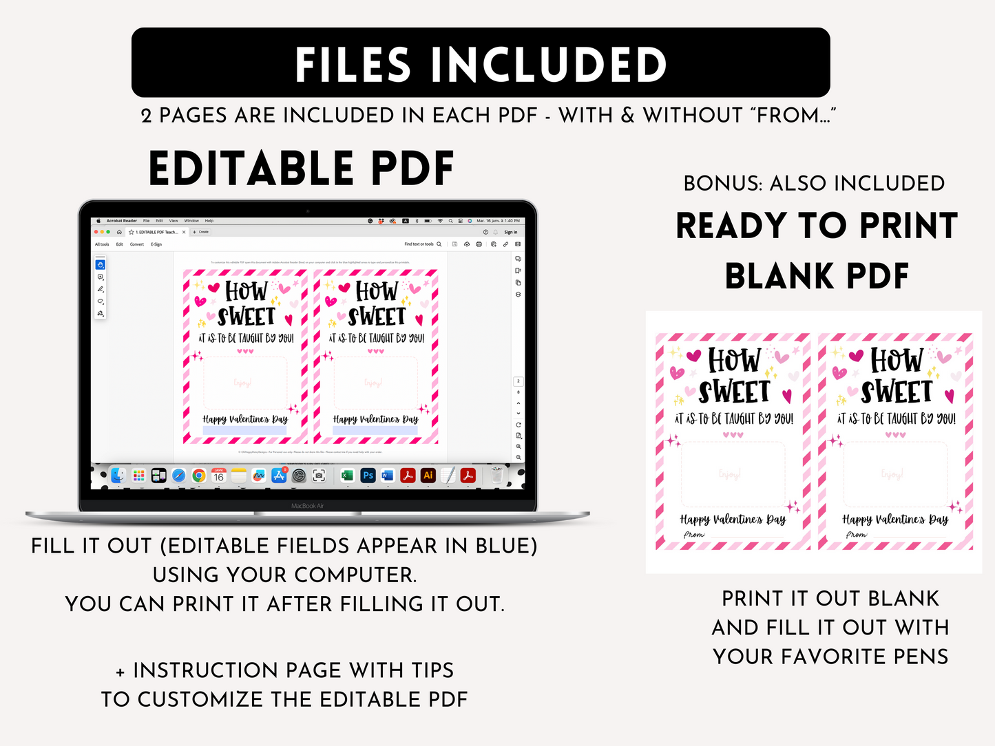 Printable Teacher Valentine Gift Card Holder - Editable PDF