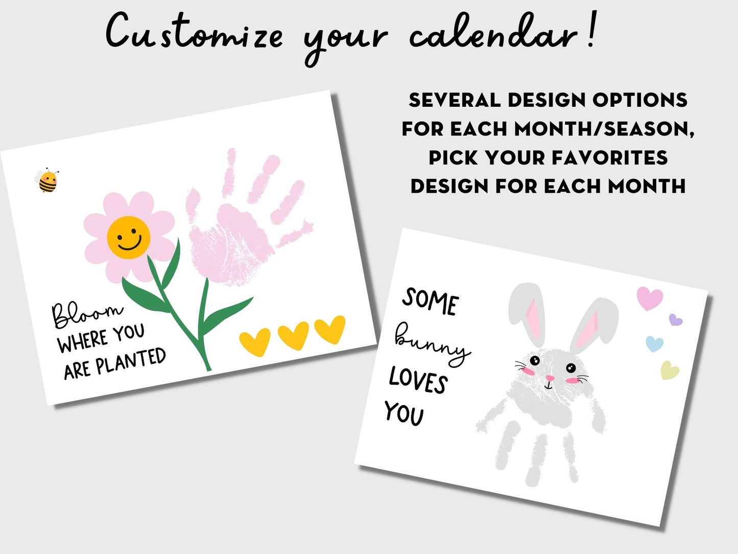 Handprint Calendar 2025 - Landscape Layout - 2 pages per month