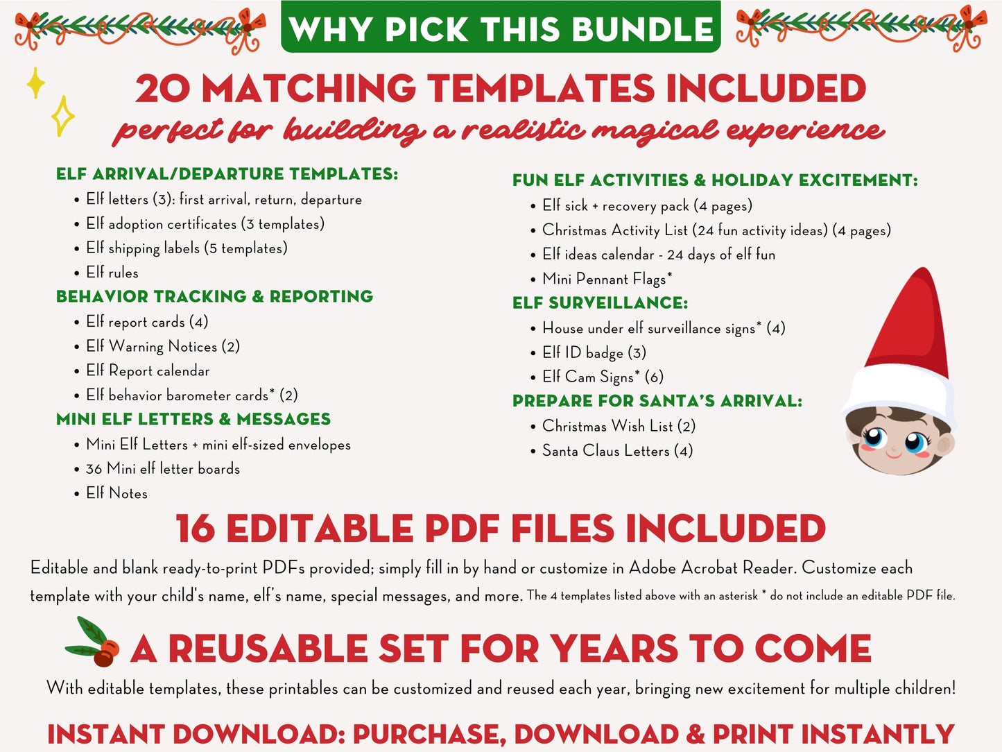 BUNDLE of 20 Elf Printable Templates: Elf Letter, Elf Adoption Certificate, Elf Report, Elf Warning, Elf Surveillance Elf Cam, Santa Letter & More!