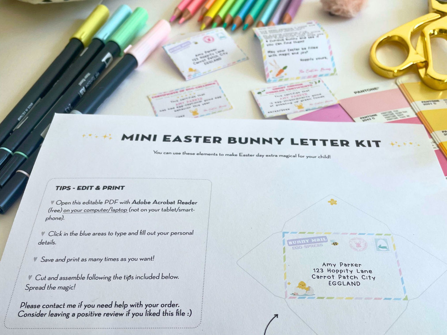 Editable Mini Easter Bunny Letter Kit - Editable PDF