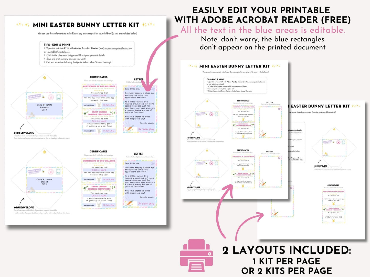 Editable Mini Easter Bunny Letter Kit - Editable PDF