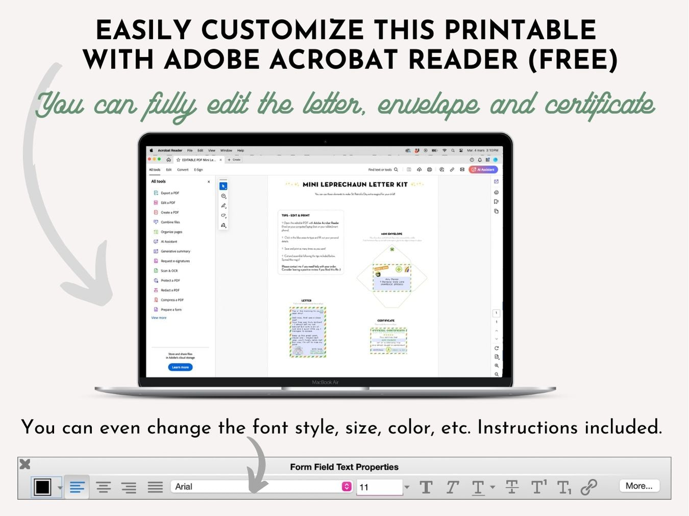 Editable Mini Leprechaun Letter Kit - Editable PDF