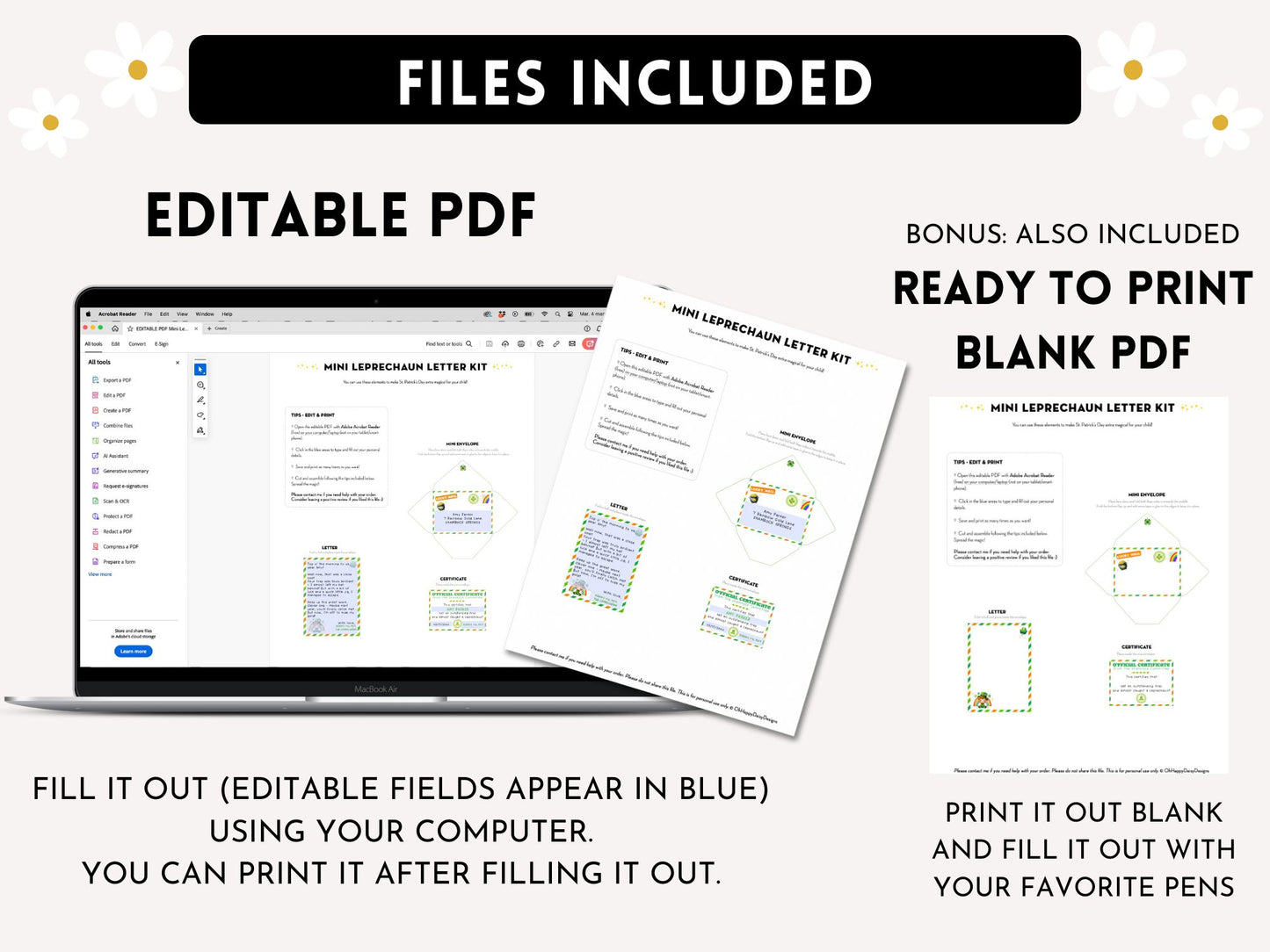 Editable Mini Leprechaun Letter Kit - Editable PDF
