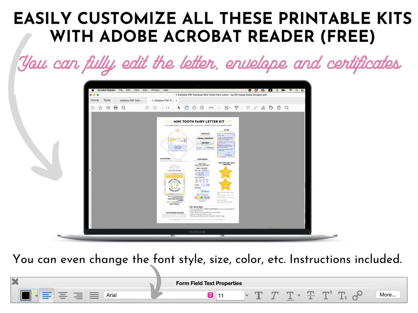 Printable BUNDLE of 6 Editable Mini Letters: Easter Bunny Letter, Leprechaun Letter, Christmas Elf Letter, Tooth Fairy Letter