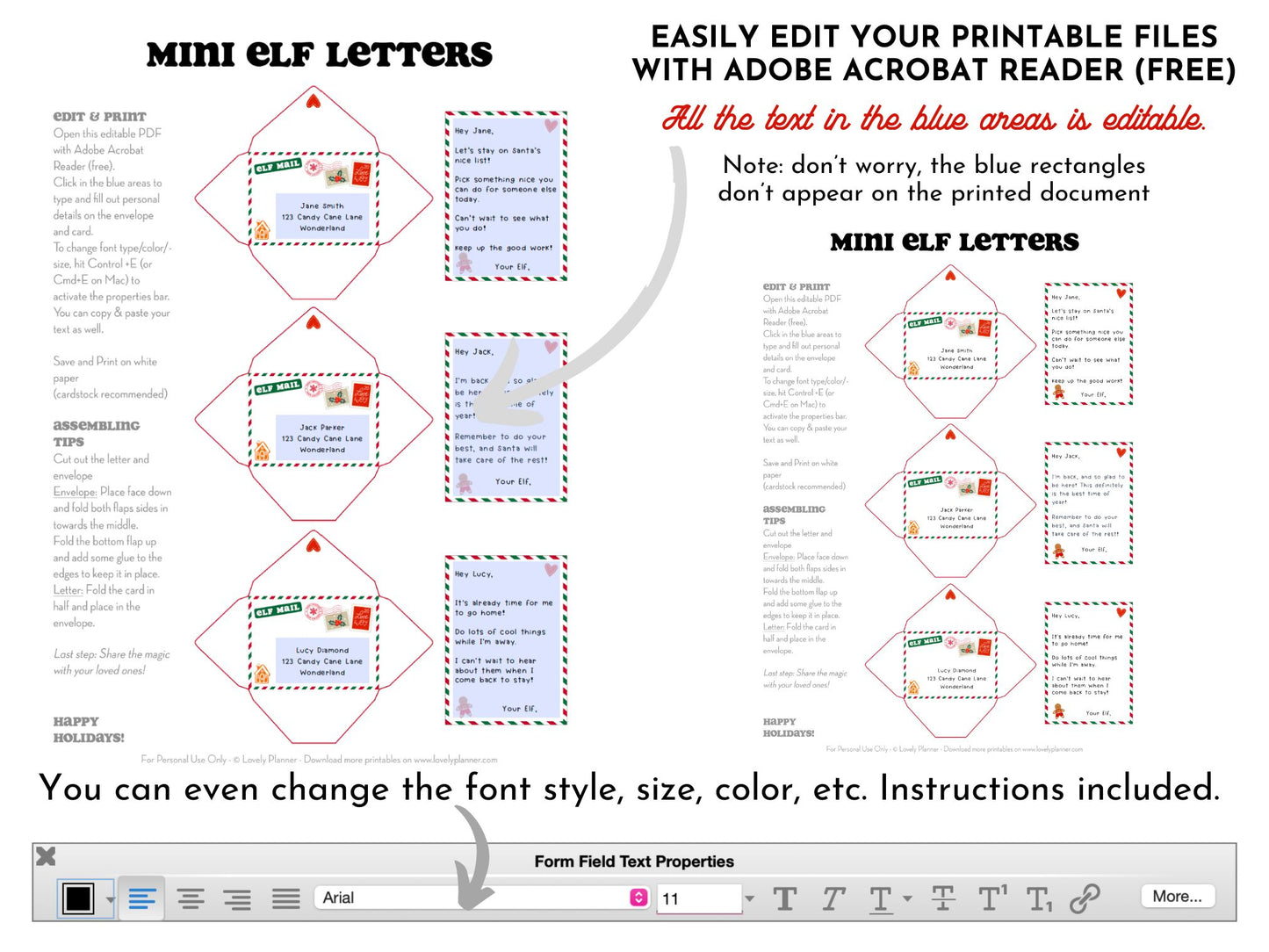 Printable BUNDLE of 6 Editable Mini Letters: Easter Bunny Letter, Leprechaun Letter, Christmas Elf Letter, Tooth Fairy Letter