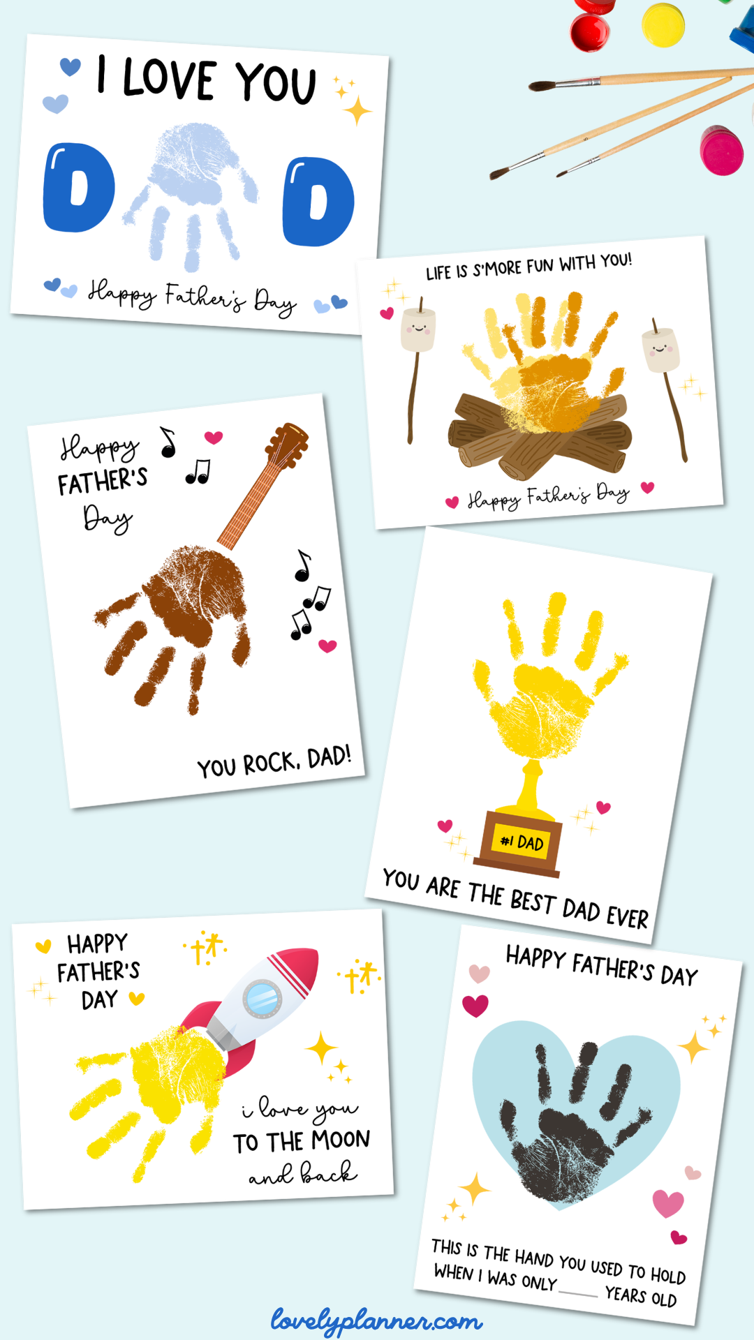 Cute Father's Day Handprint Art Bundle - 13 Templates
