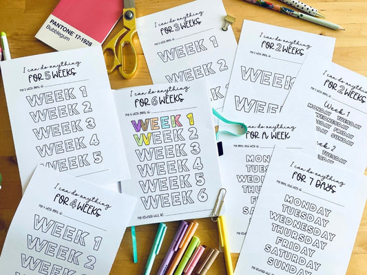 1-6 Week Goal Tracker Pack with 8 pages in A5/US Letter & Dot Grid/Blank