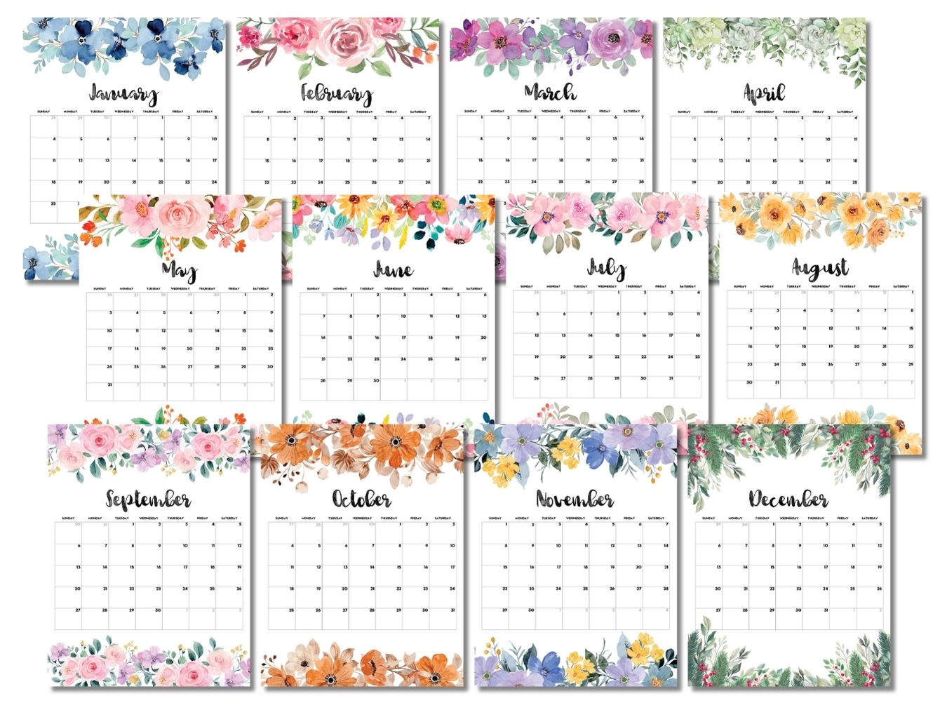 EDITABLE PDF 2026 Floral Calendar