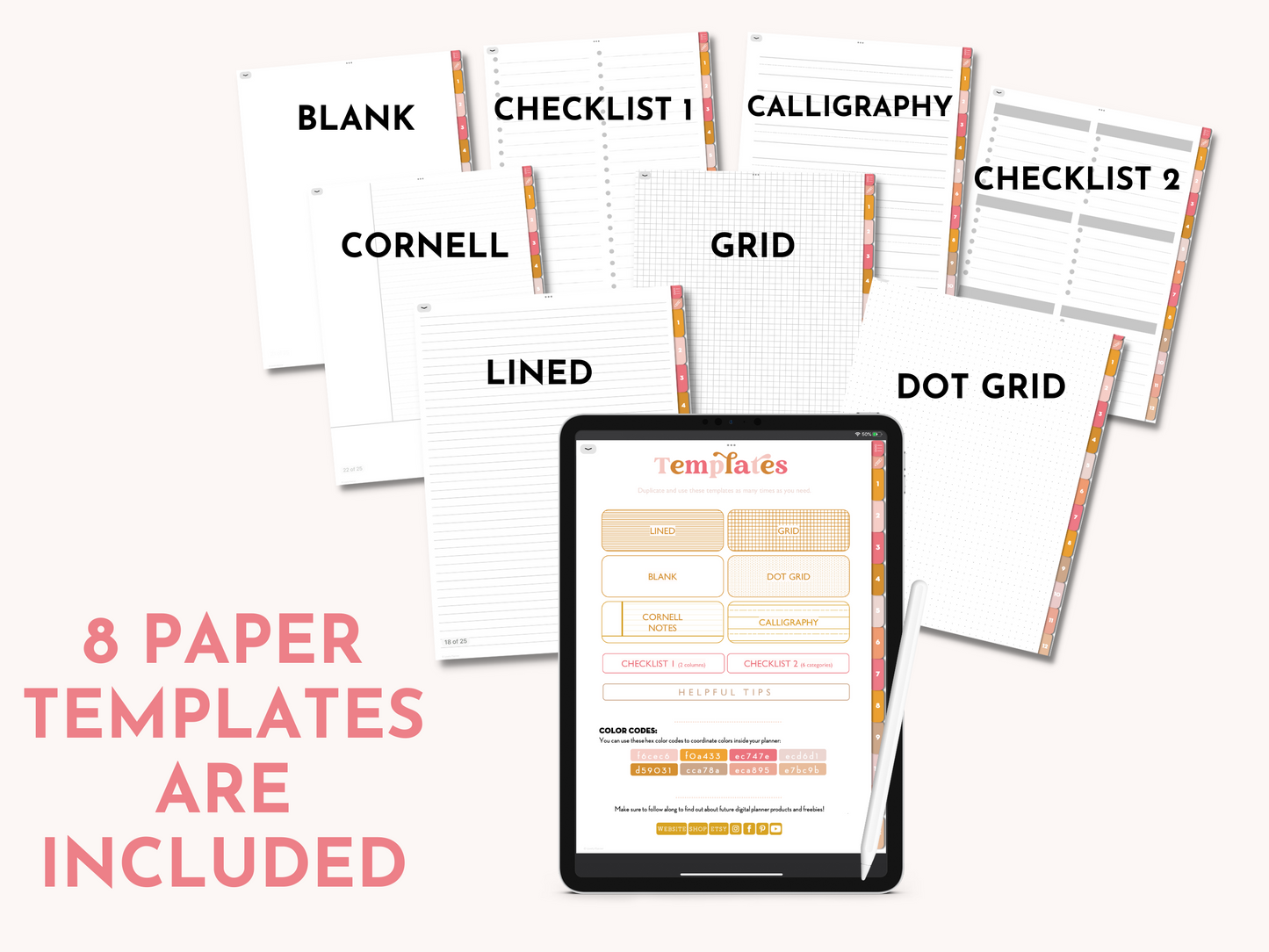 Digital Notebook with 12 hyperlinked tabs for iPad and tablets - Goodnotes & Notability Notebook