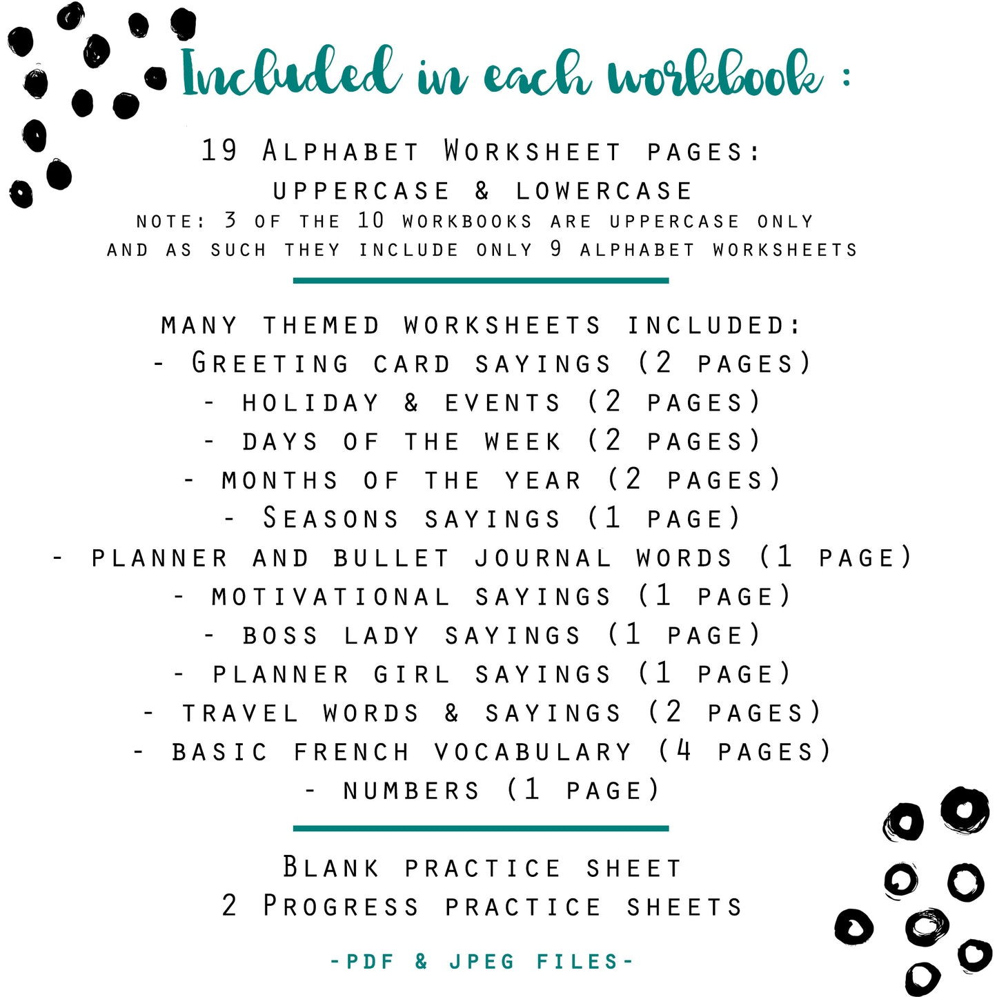 BUNDLE of 10 Lettering Workbooks with 370 Hand Lettering Practice Worksheets -Brush/Monoline for Procreate & Print, Modern Calligraphy, Ipad