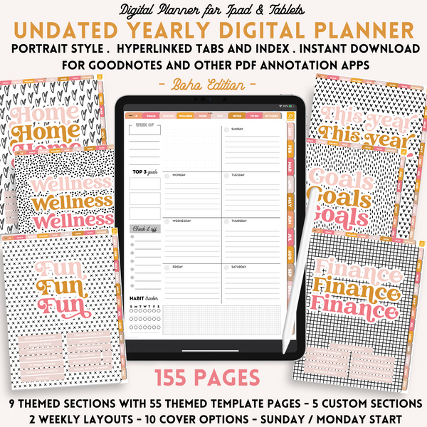 Undated Digital Planner for iPad and tablets