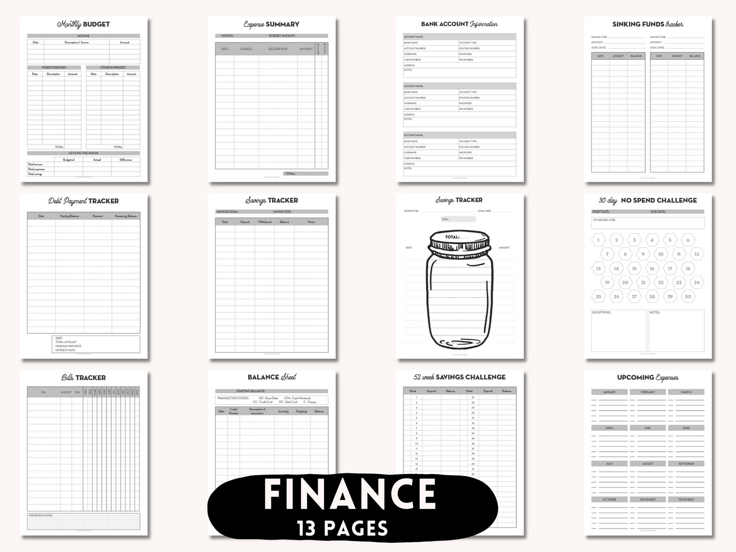 Ultimate Planner Bundle - 160 Printable Planner Inserts for A5, US Letter, Classic Happy Planner