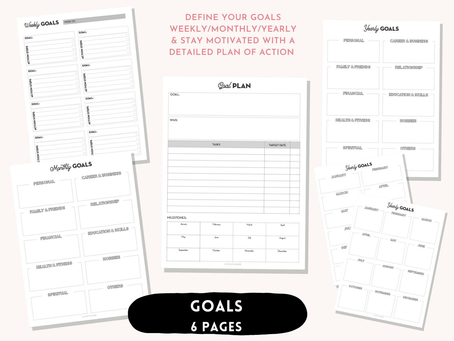 Ultimate Planner Bundle - 160 Printable Planner Inserts for A5, US Letter, Classic Happy Planner