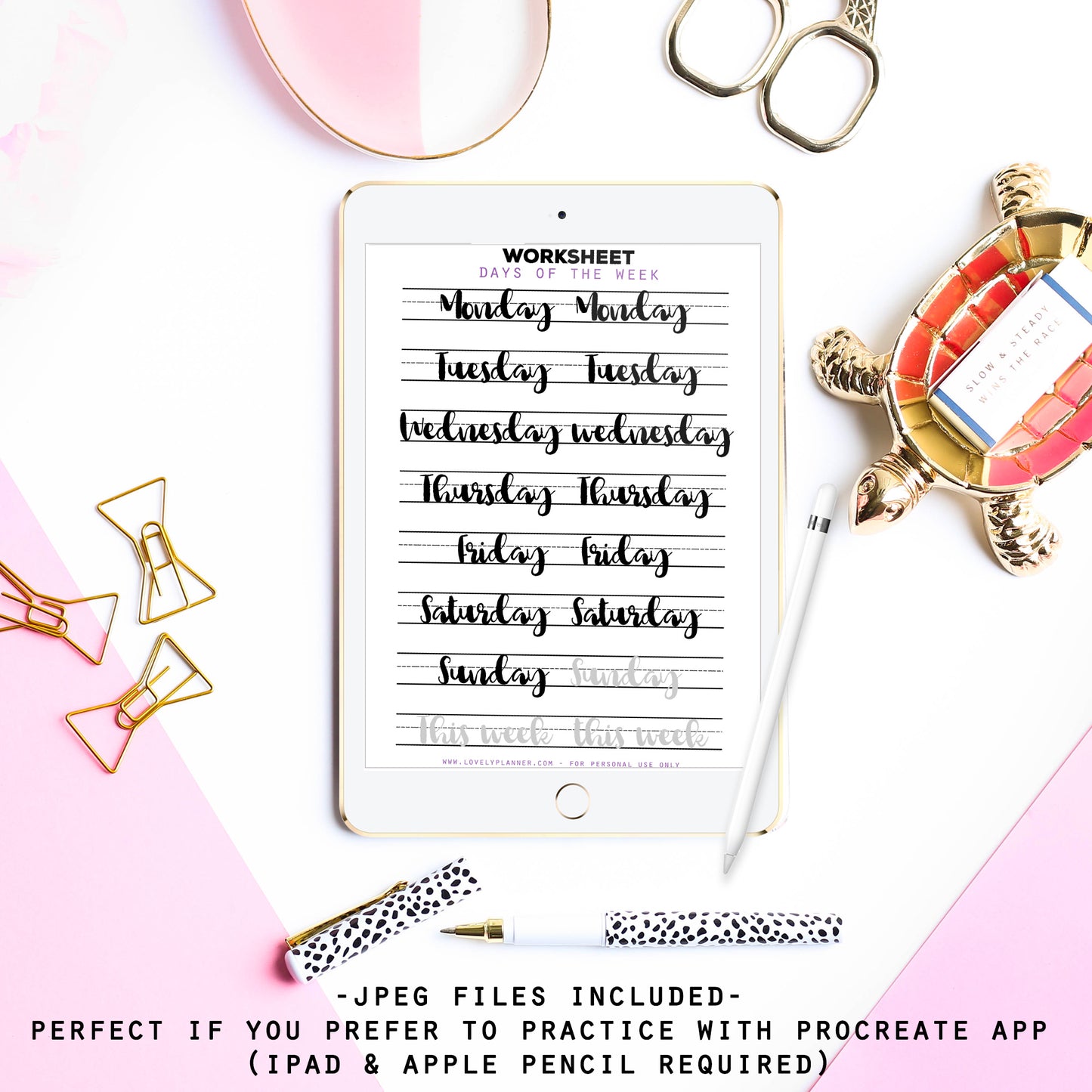 Large Tip Brush Lettering - 40 Practice Worksheets