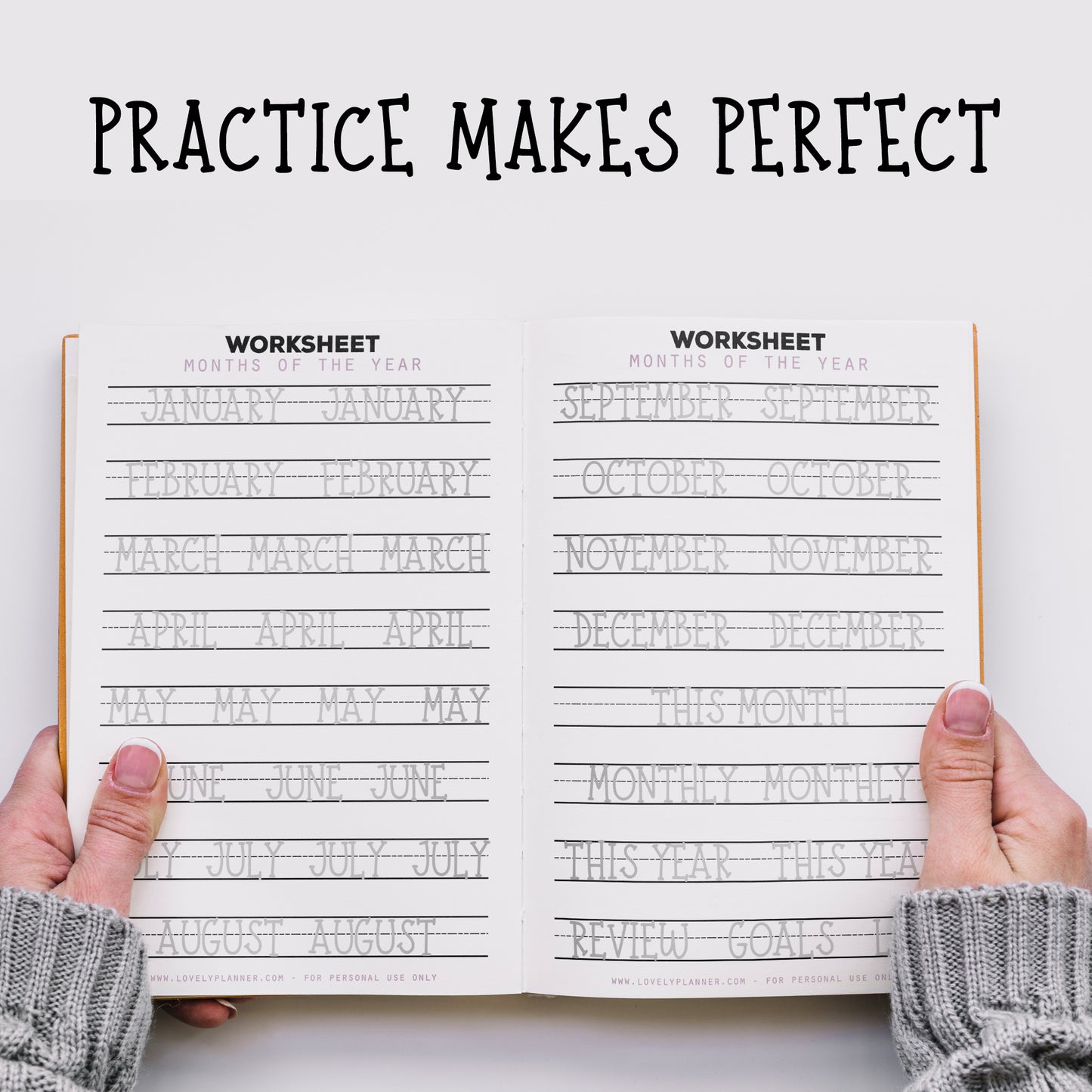 Serif Lettering (Caps) - 30 Practice Worksheets