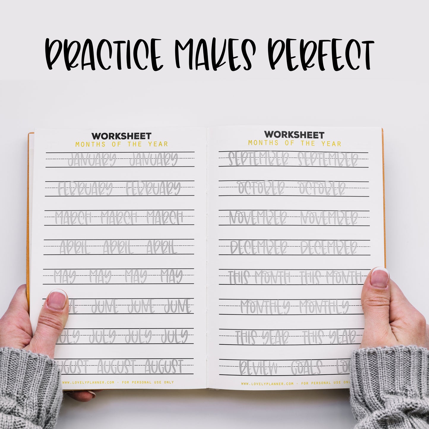 Casual Caps Lettering - 30 Practice Worksheets