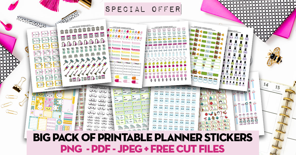 Mega BUNDLE: Ultimate Planner Bundle + Lettering Workbooks + Kawaii Stickers Pack