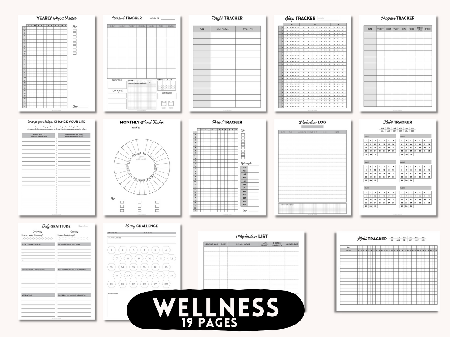 Ultimate Planner Bundle - 160 Printable Planner Inserts for A5, US Letter, Classic Happy Planner