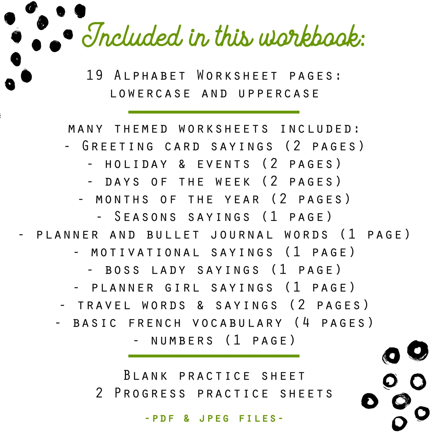 Monoline Script Lettering - 40 Practice Worksheets