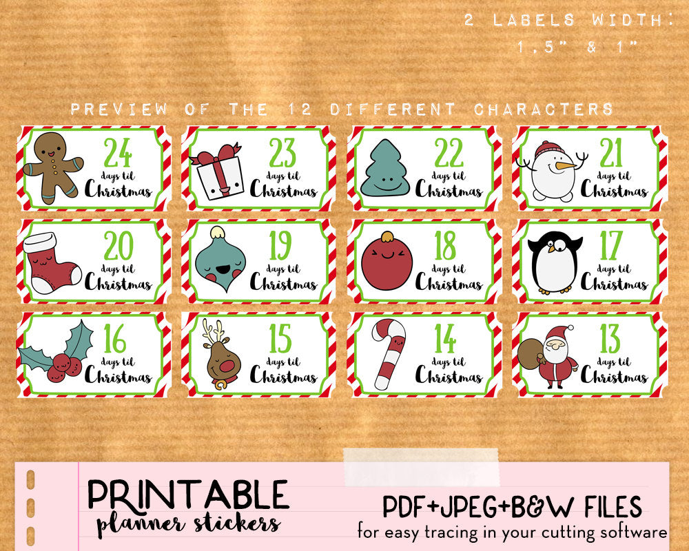 Christmas Countdown Stickers - Printable