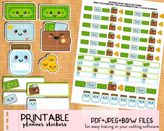 Kawaii Money Stickers - Printable