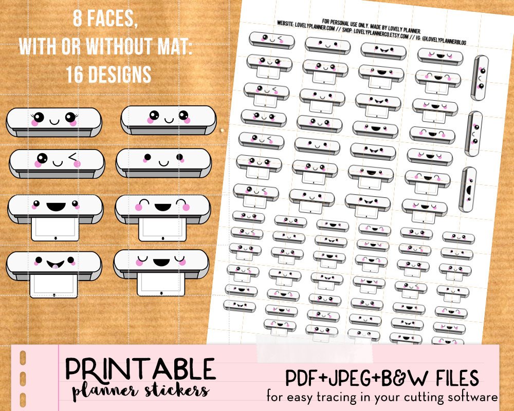 Cute Silhouette Cutting Machine Stickers - Printable