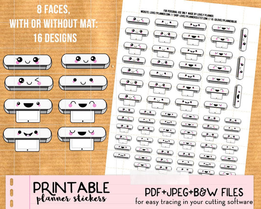 Cute Silhouette Cutting Machine Stickers - Printable