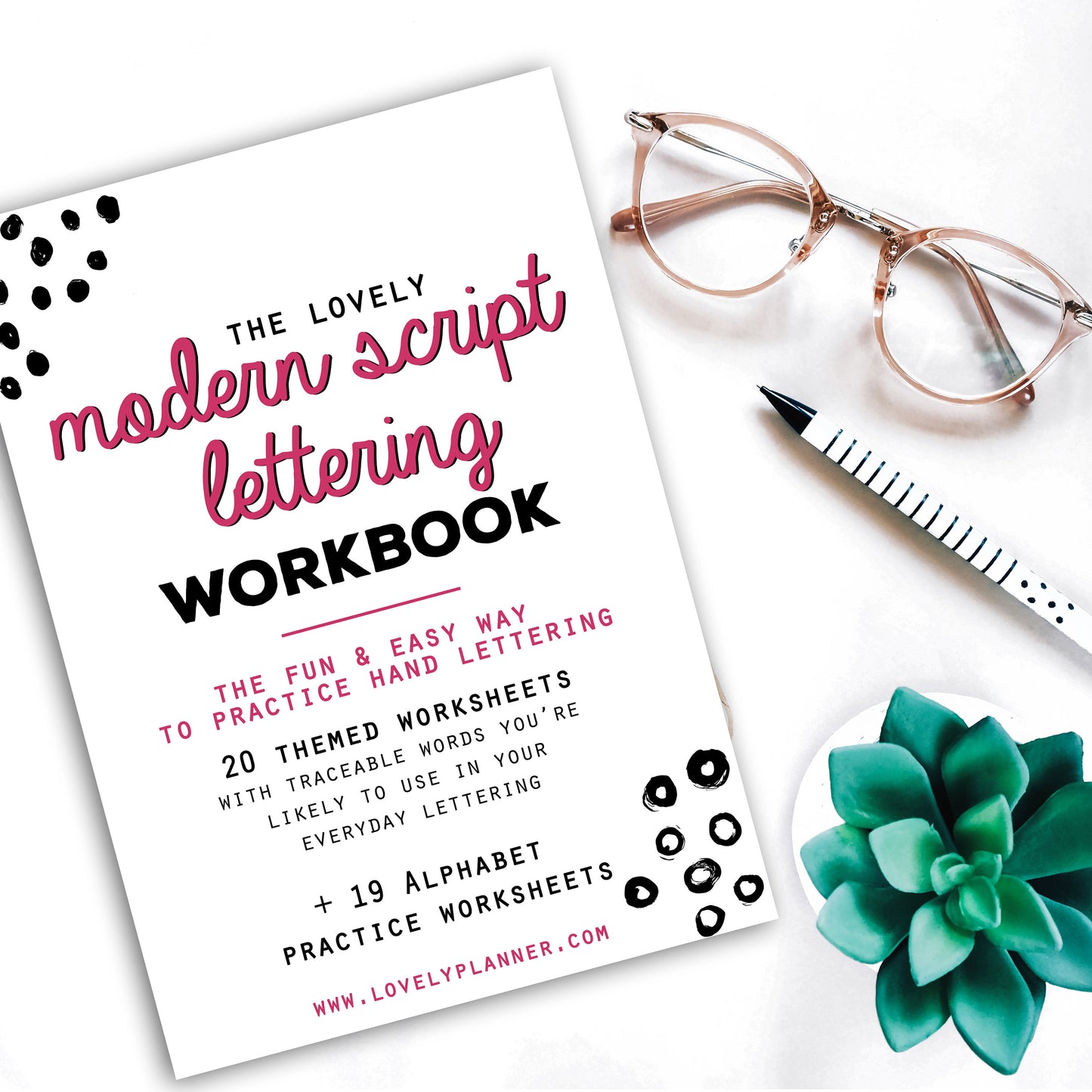 Modern Script Lettering - 40 Practice Worksheets