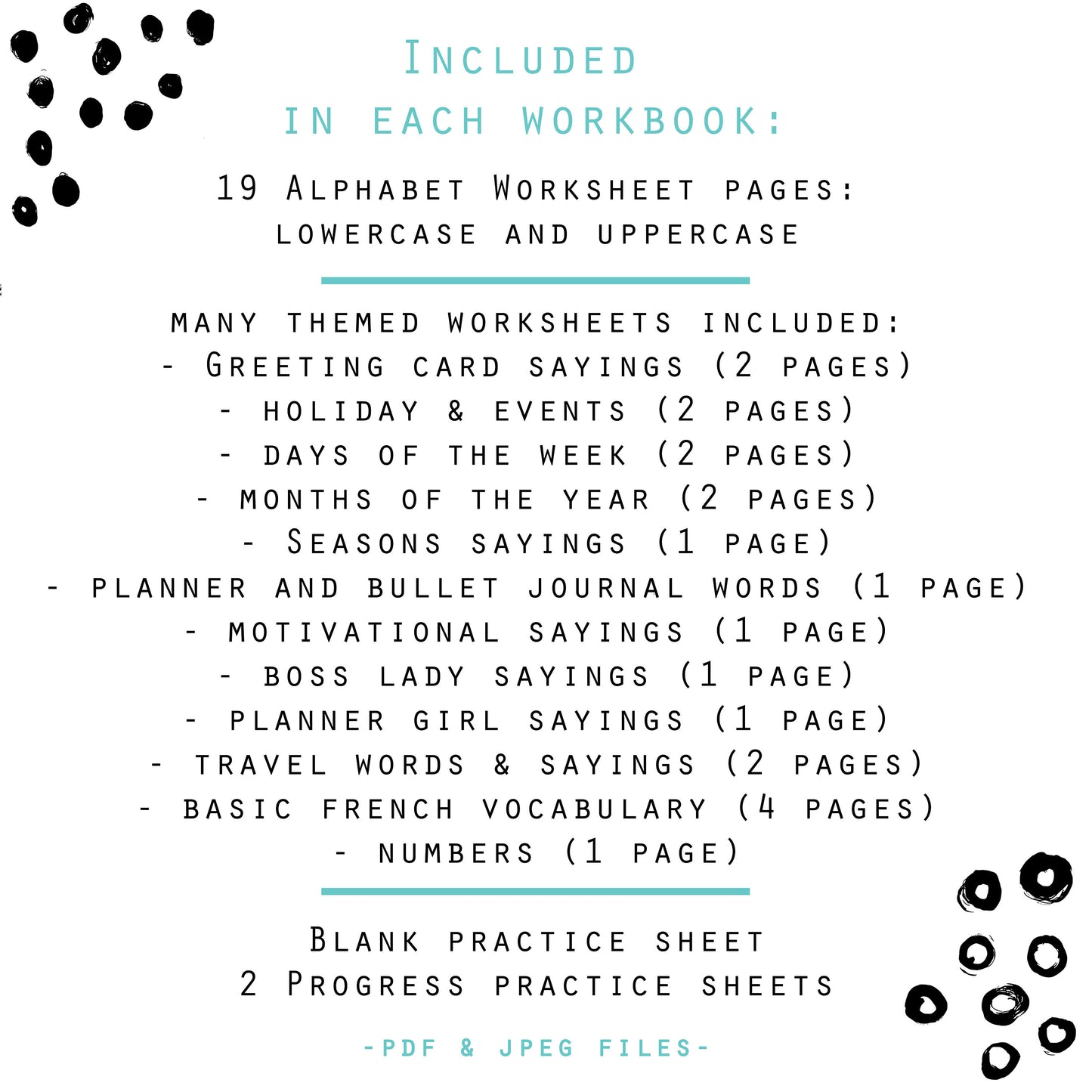 BUNDLE of 4 Lettering Workbooks with 150 Hand Lettering Practice Worksheets - Brush/Script -for Procreate & Print, Modern Calligraphy, Ipad