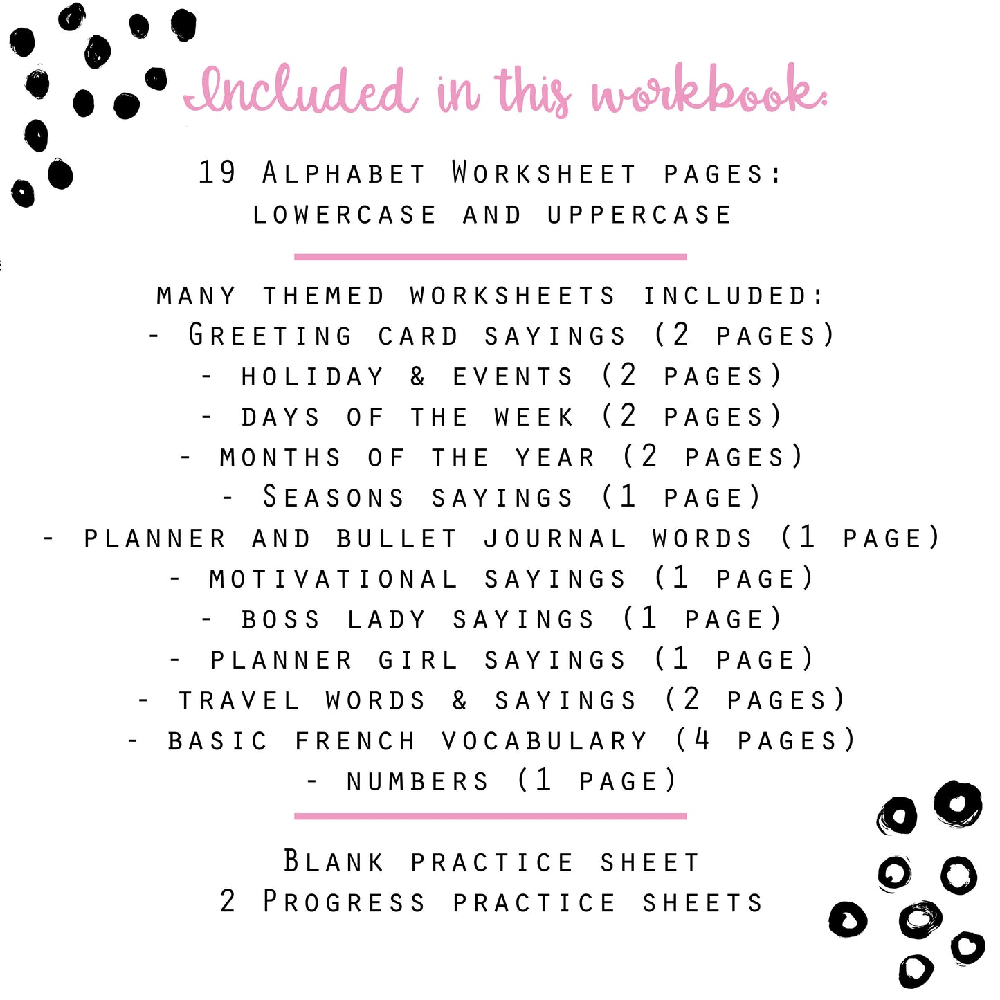 Brush Script Lettering - 40 Practice Worksheets