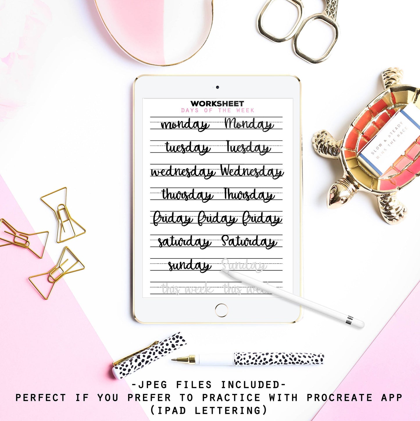Brush Script Lettering - 40 Practice Worksheets