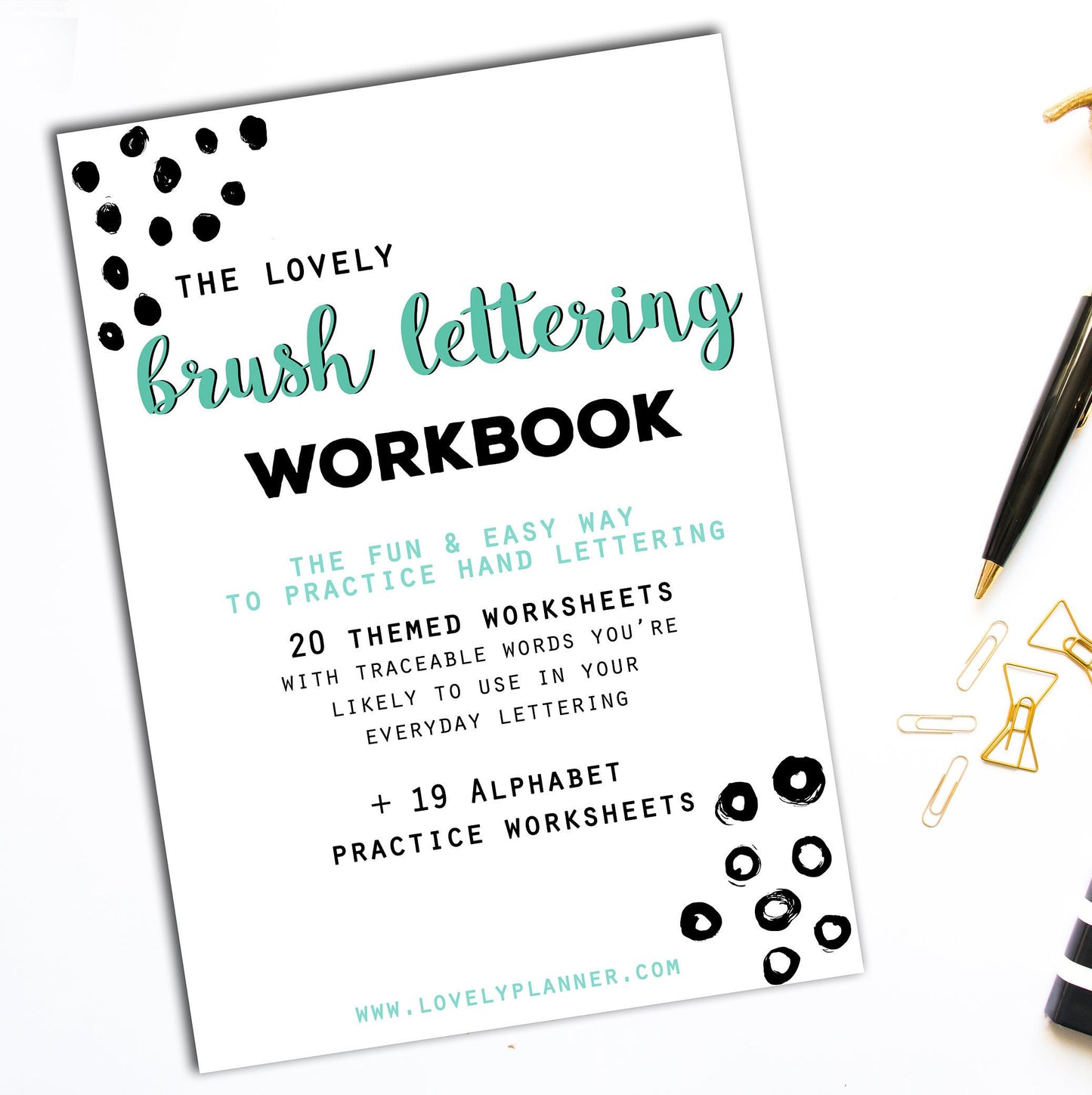 Brush Lettering - 40 Practice Worksheets