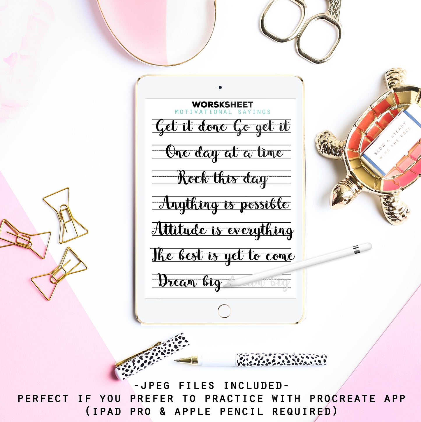 Brush Lettering - 40 Practice Worksheets