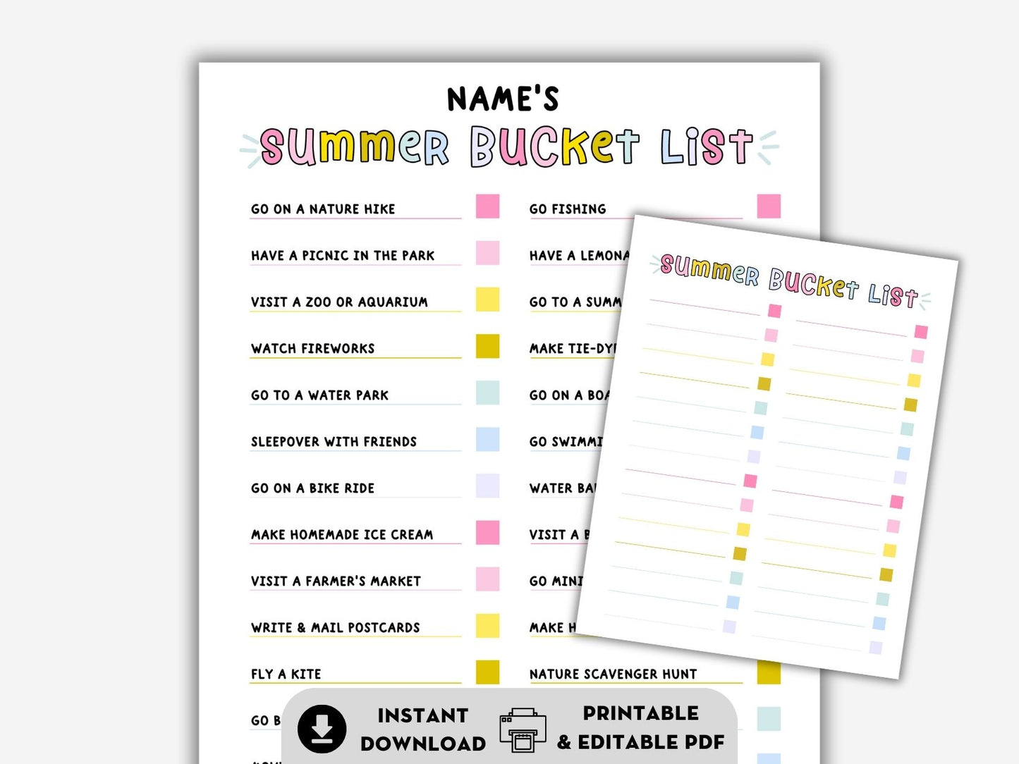 EDITABLE Summer Bucket List