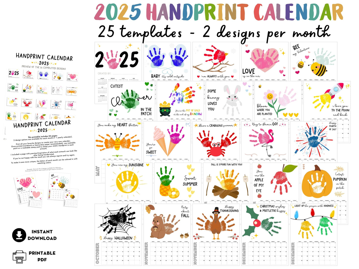 Handprint Calendar 2025 - Memory Keepsake for kids