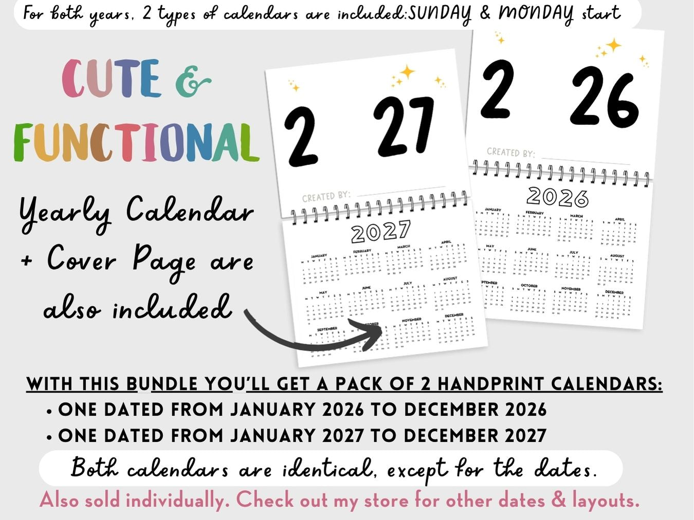 Bundle 2026 + 2027 Handprint Calendars