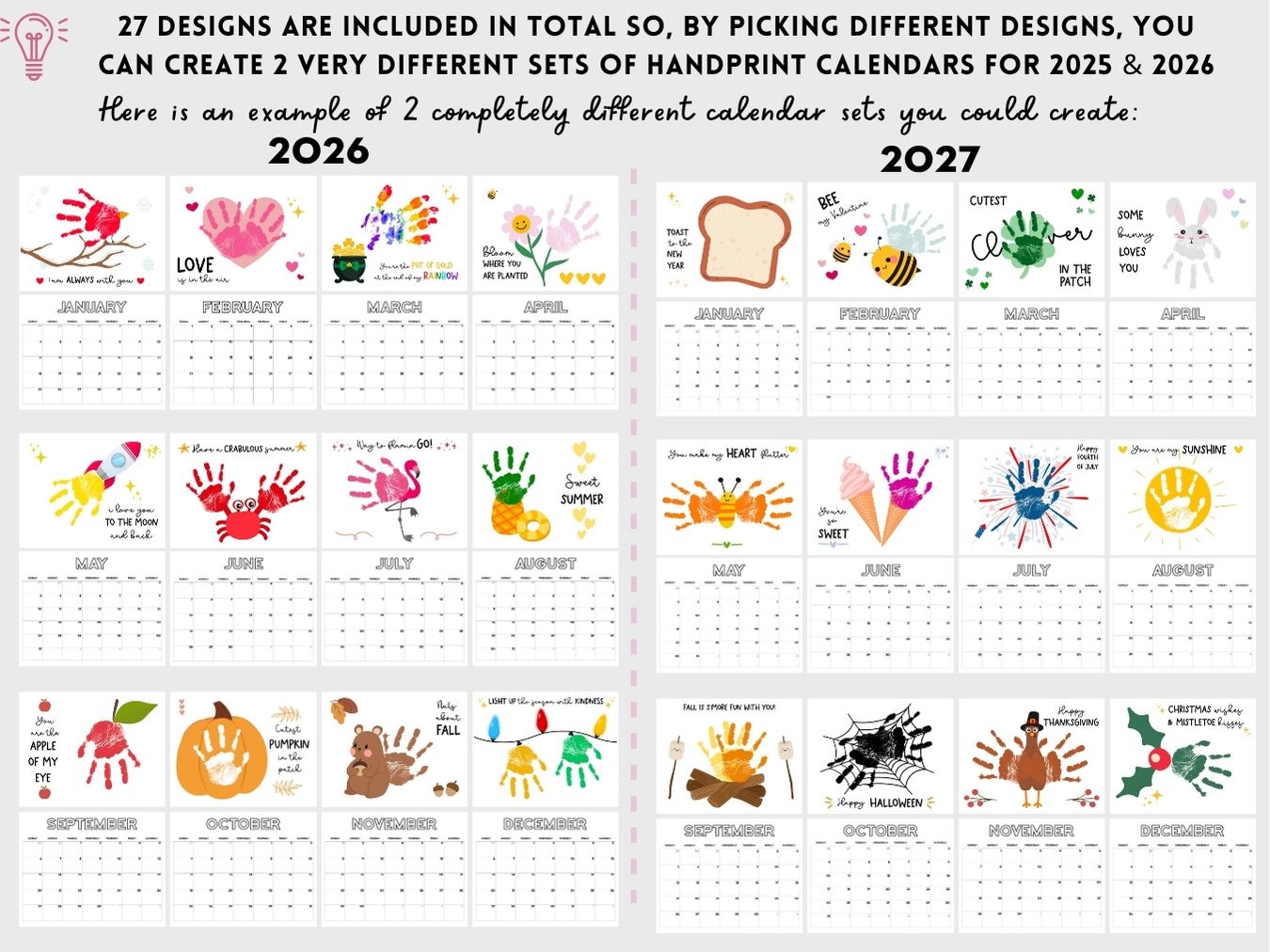 Bundle 2026 + 2027 Handprint Calendars