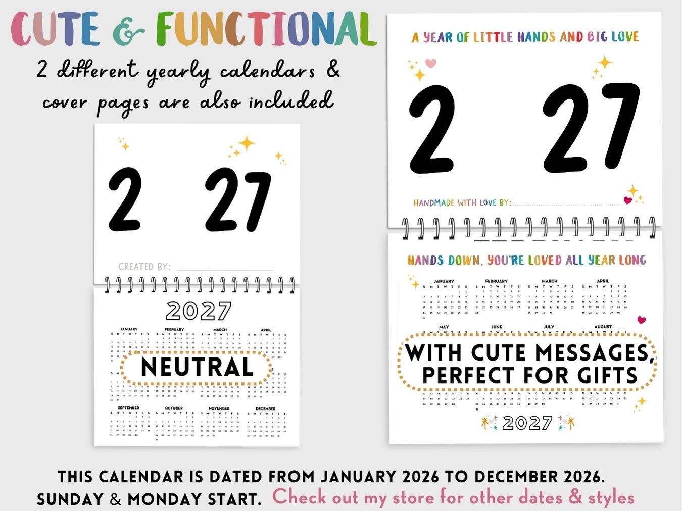 Bundle 2026 + 2027 Handprint Calendars