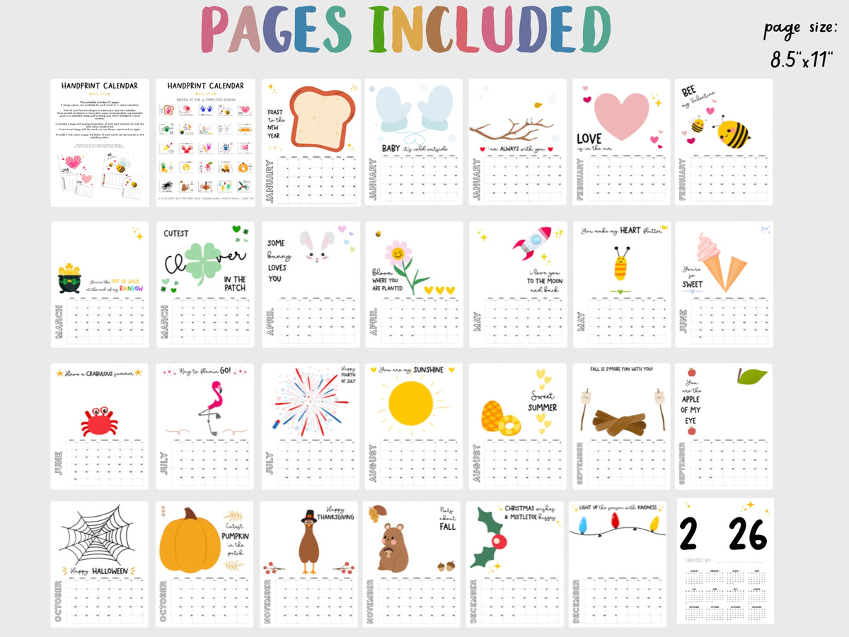 Handprint Calendar 2026 - Memory Keepsake for kids – Lovely Planner